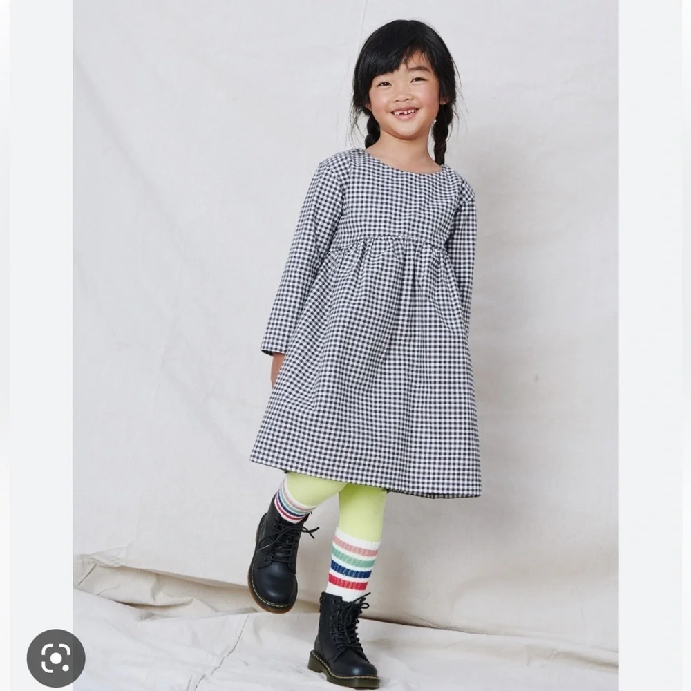 TEA COLLECTION check curved yoke dress size 7